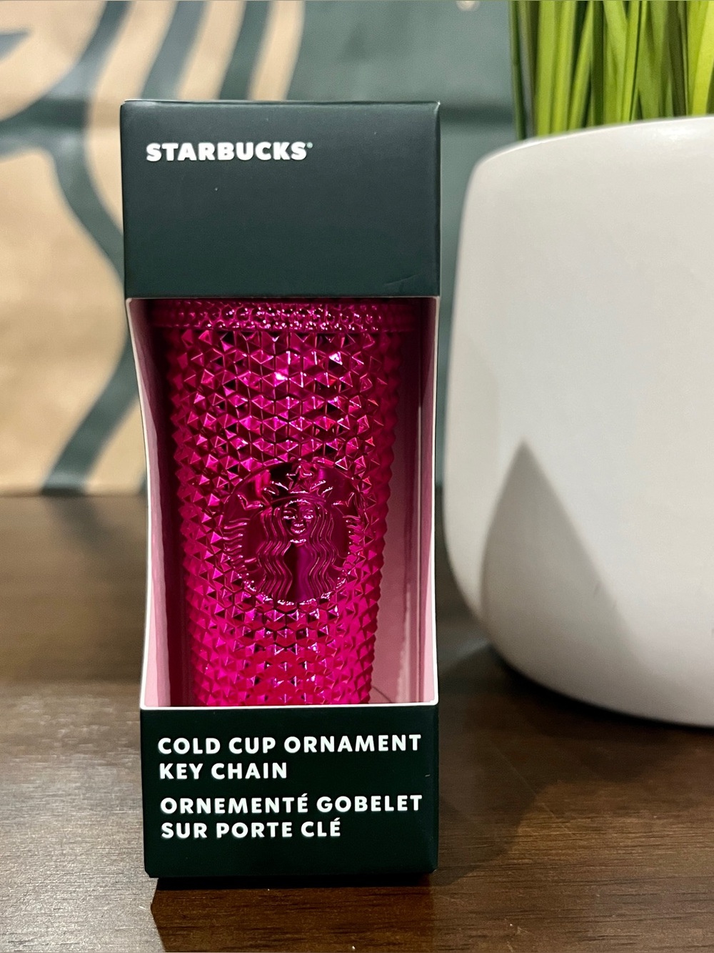 💖Starbucks Holiday 2022 Sangria Pink BLING STUDDED Magenta KEYCHAIN Ornament